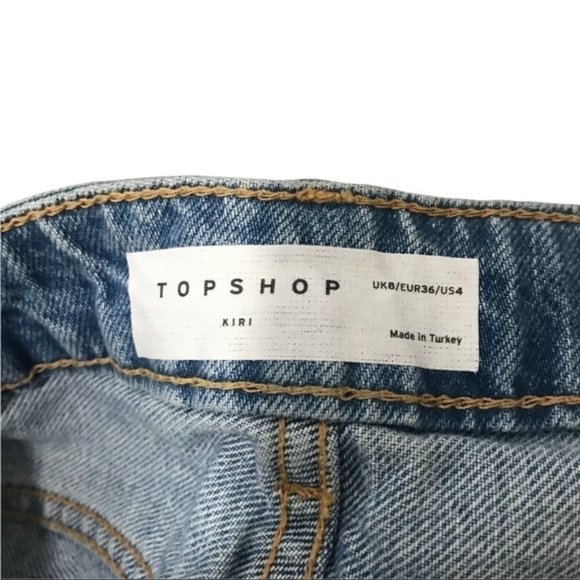 TOPSHOP Kiri Frayed Denim Shorts With Flaw** Size 4 - Picture 6 of 6